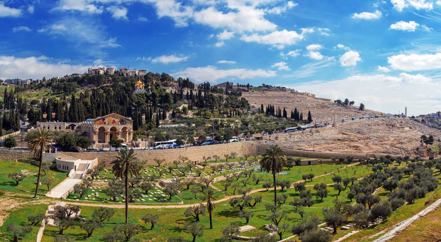 Panorama of the Church of All Nations and the Mary Magdalene Convent on the Mount of Olives, Jerusalem