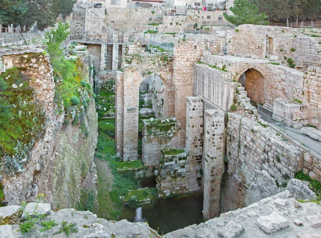 The ruins of the Pool of Bethesda in Jerusalem