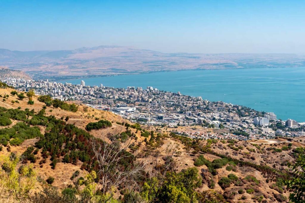 View of Tiberias and the Sea of Galilee in Israel
